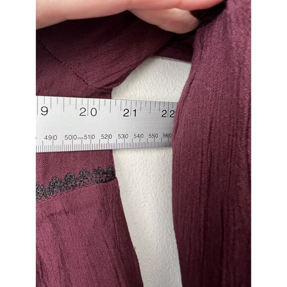 Parker Womens Boho Blouse Embroidered Flare Sleeves Purple High Neck Size M - Picture 12 of 12